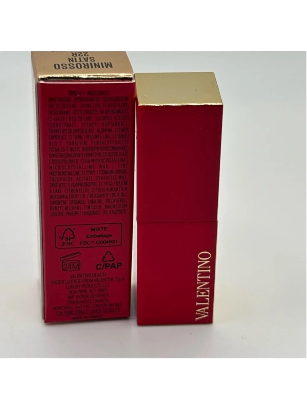Valentino Minirosso Satin Lipstick 22R Rosso Valentino Mini 0.07 oz NIB